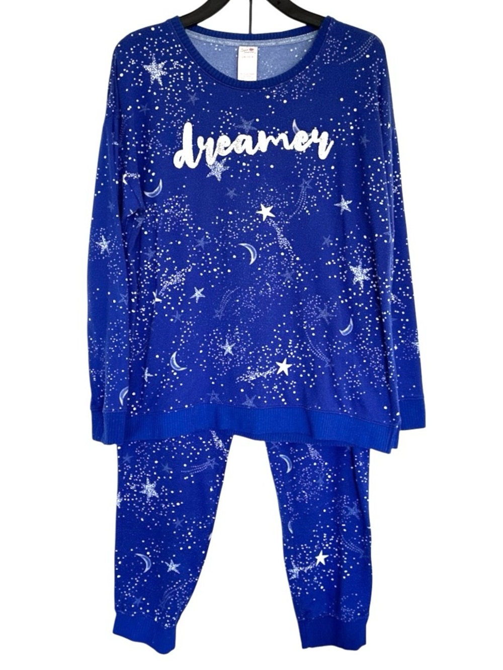 2PC Secret Treasures Pajama Set Women’s Large Blue White Long Sleeve Shirt Pants